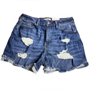 Women’s high short rise curvy through hip & thigh hits midthig stretch 13/31W.